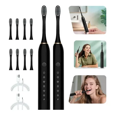 Kit 2 Escovas De Dental Dente Elétrica Recarregável Usb