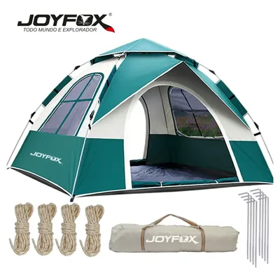 Barraca Camping Automatica Joyfox J-723 4 Pessoas Impermeável 1000mm Barraca Acampamento Pop Up 210*205*115cm Verde