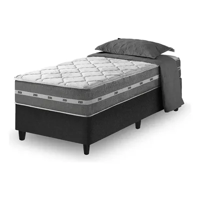 Cama Box Solteiro + Colchão Molas Ensacadas Zidi Miami 88cm
