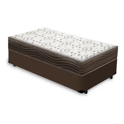 Cama Box + Colchão De Solteiro Ortobom D45 - Iso 150 - 88cm Cor Marrom