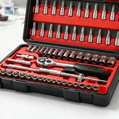 Kit Chaves Ferramentas Jogo Fenda Philips Catraca Soquete Allen 46 Peças Com Maleta Completa Manual Ideal Mecânico Manutenção Casa Carro Profissional Resistente Portátil Compacto Quicko Vermelho