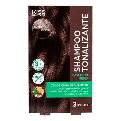 Kiss New York Color Change Shampoo Tonalizante Castanhomédio Castanho Médio