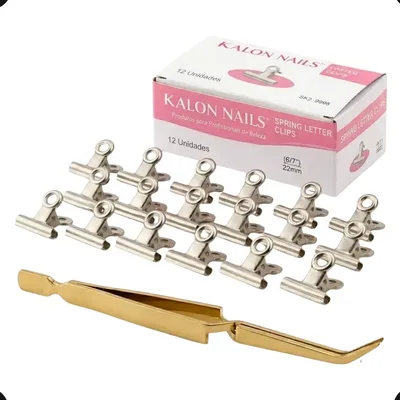 Kit Pinça Curvatura C + 12 Presilhas Unhas Gel Fibra Acrygel Não Se Aplica