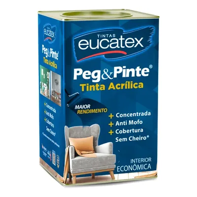 Tinta Peg & Pinte Antimofo Sem Cheiro Cores 1 8 L Eucatex Acabamento Fosco Cor Branco/Neve Lata 18 Litros