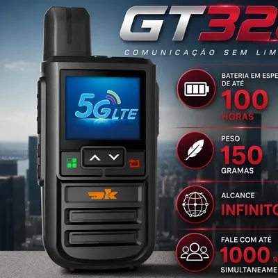 Radio Poc Ht Walkie Talk Com Alcance De 10.000 Km Preto 2g/ Preto 2g/3g/4g/5g 3.7v