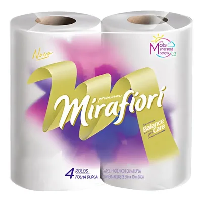 Papel Higiênico Folha Dupla Mirafiori 30m Pacote 4 Rolos