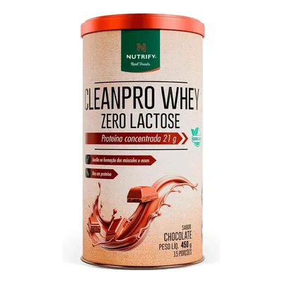 Proteína Clean Pro Whey Zero Lactose Nutrify Chocolate 450g