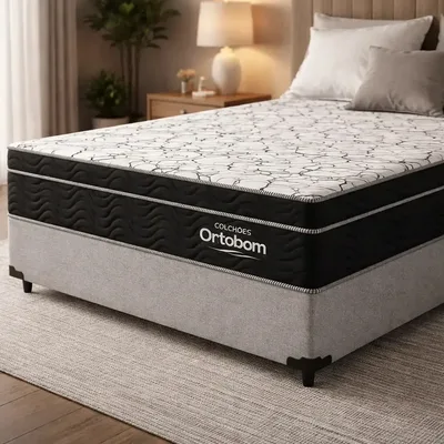 Cama Box + Colchão De Espuma D45 Ortobom Airtech 150 Casal Cinza