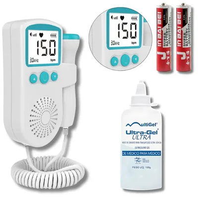 Fetal Doppler Arte Da Pesca Ultrassom Ouvir Batimentos Bebe + Gel + Brinde Exclusivo - Azul