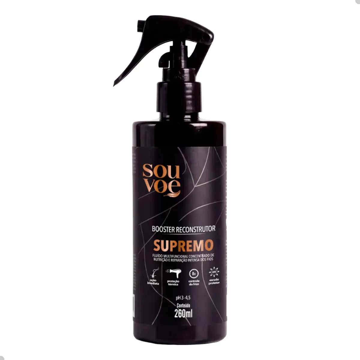Booster Capilar Reconstrutor Sou Voe 260ml - Protetor Térmico, Leave In - Reconstrução Capilar, Hidratação Reparação, Anti Frizz, Brilho, Maciez, Cabelos Danificados