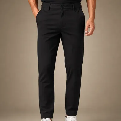 Calça Alfaiataria Masculina Social Slim Fit Esporte Fino. Preto Liso 42