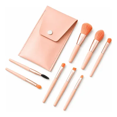 Kit 8 Mini Pincéis De Maquiagem Com Estojo Cor Nude Nude