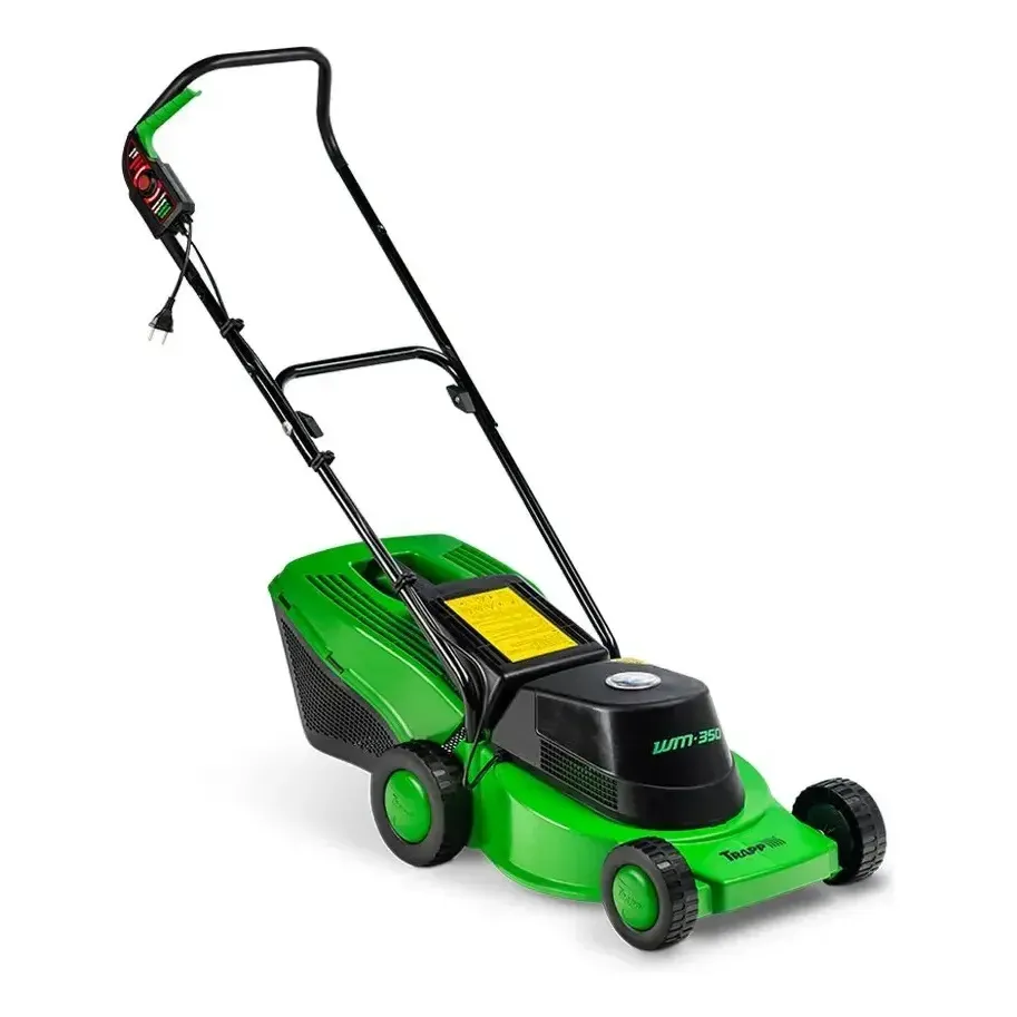 Cortador de Grama Elétrico Trapp WM350 1800W 220V Com Recolhedor Cesto 18L Corte 33cm 3 Alturas Jardim até 400m2 Verde