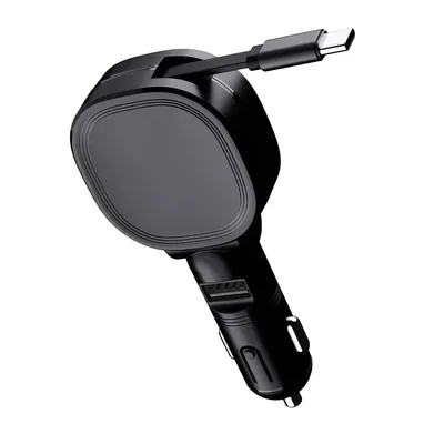 Carregador Veicular 2 Em 1 Bml C10 60w Tipo C Cabo Retrátil Usb-a 15w Carga Rápida Para Carro Compatível iPhone Samsung Xiaomi