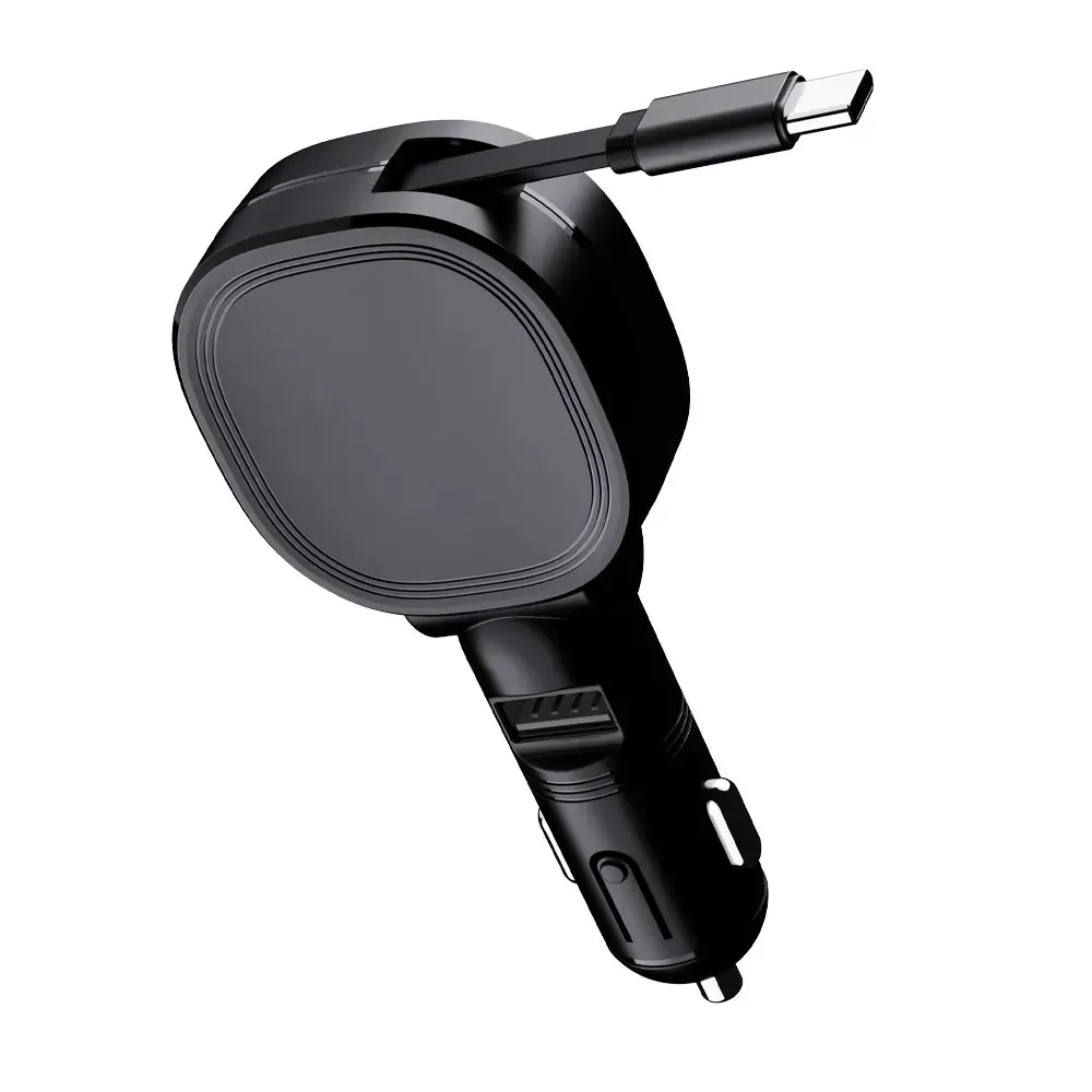 Carregador Veicular 2 Em 1 Bml C10 60w Tipo C Cabo Retrátil Usb-a 15w Carga Rápida Para Carro Compatível iPhone Samsung Xiaomi