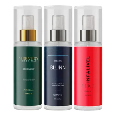 Kit Body Splash Masculino Vibration + Blunn + Infalível Fero