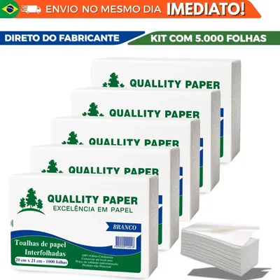 Papel Toalha Interfolha Branco Kit 5000 Folhas Duas Dobras