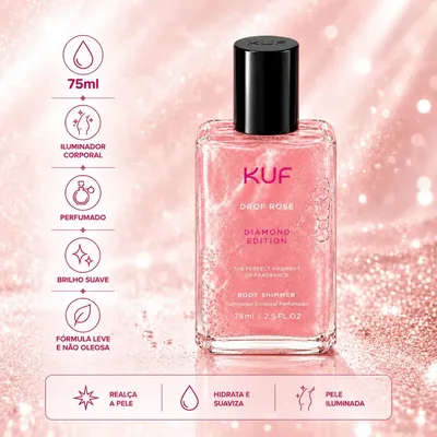 Body Shimmer Iluminador Kuf Rose Diamond 75ml Importado