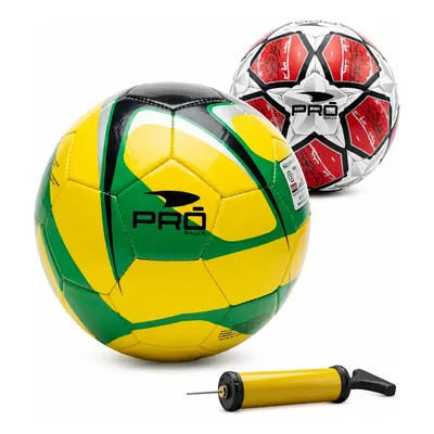 Kit 2 Bolas De Futebol Com Bomba Enchimento Treino Society Amarelo