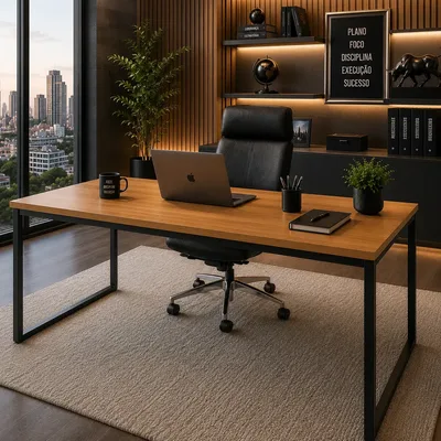 Mesa Escritório Industrial 150cm Home Office Corporativo Madeira