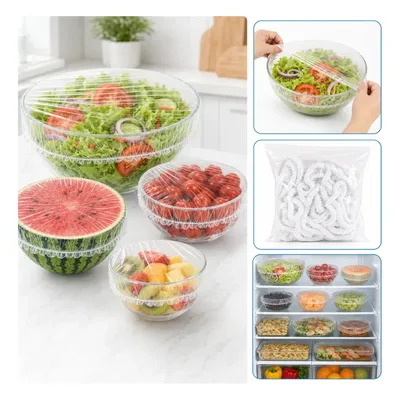 Kit 200 Tampa Descartável Para Alimentos Elástica Vedação Transparente