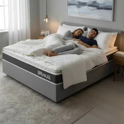 Box + Colchão De Espuma D70 Pillow Ortopédico Casal Topazio Cinza