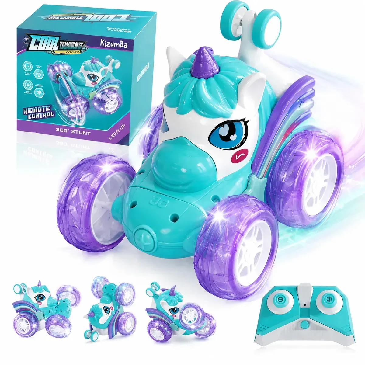 Carrinho Unicórnio Recarregável Com Luzes Coloridas Com Controle Remoto Brinquedo Encantado Infantil Menina Kizumba Cor Roxo
