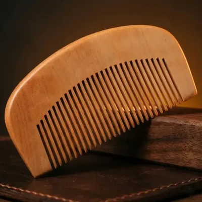 Pente de Madeira Barba Bigode e Cabelo Curvo Meia Lua 9cm Dor Block