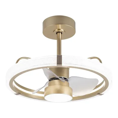 Ventilador teto Opus Air Luxxi turbo com 3 pás de ABS transparente estrutura dourado, 60cm de diâmetro 50Hz/60Hz