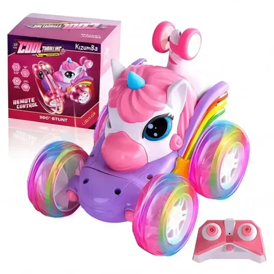 Carrinho Unicórnio Recarregável Com Luzes Coloridas Com Controle Remoto Brinquedo Encantado Infantil Menina Menino