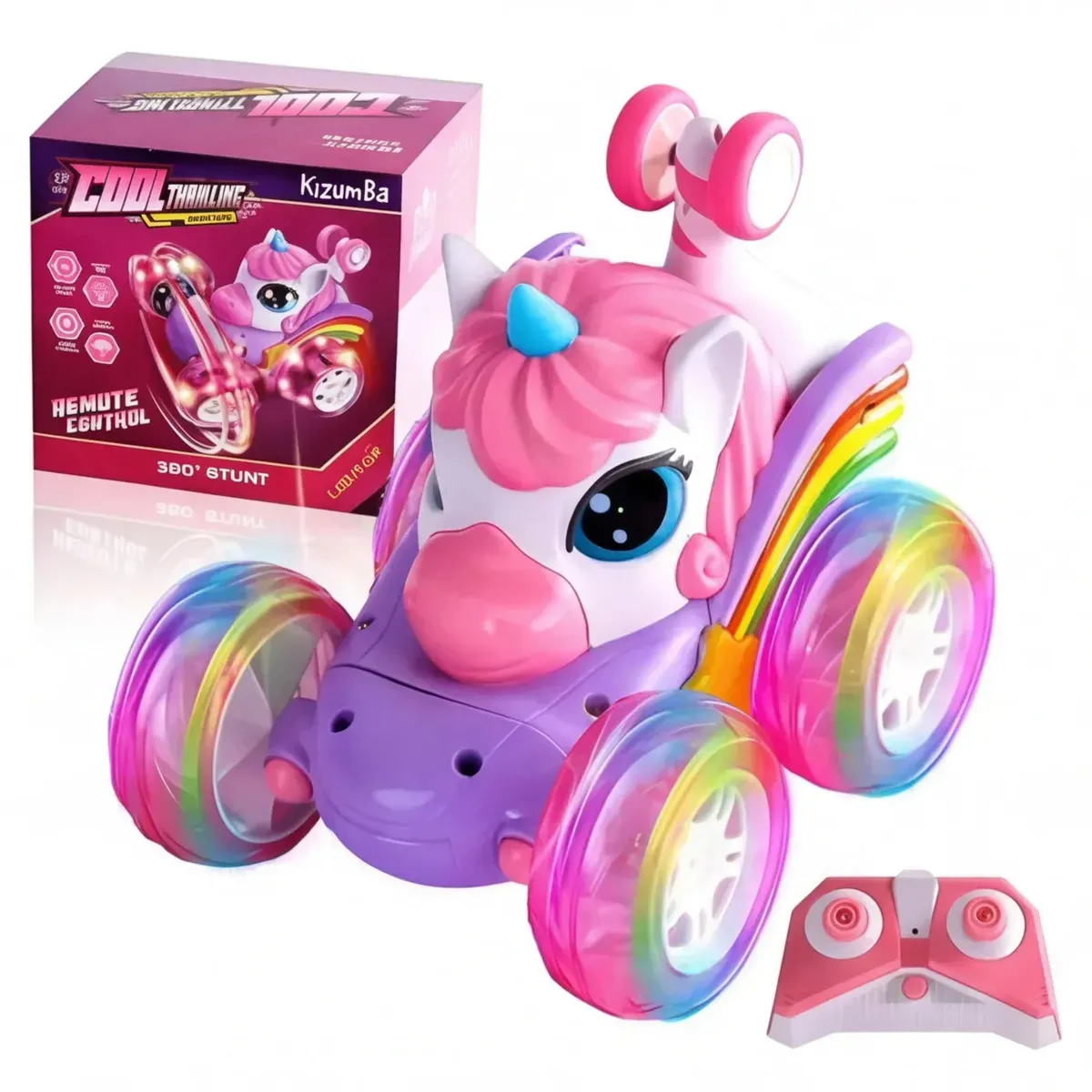 Carrinho Unicórnio Recarregável Com Luzes Coloridas Com Controle Remoto Brinquedo Encantado Infantil Menina Menino