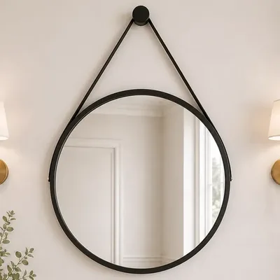 Espelho Vildrex Adnet Alumínio 40cm Decorativo Moldura Preto