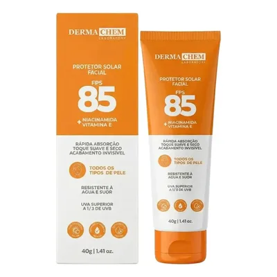 Protetor Solar Facial Fps 85 Dermachem Toque Seco 40g