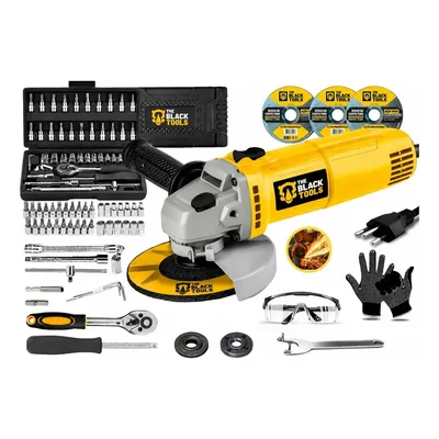 Esmerilhadeira Lixadeira Profissional 127v + Kit 46 Soquetes Amarelo 127v