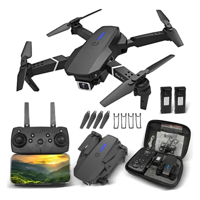 Mini Drone E88 Pro Com Câmera Dupla Wifi Com Case 2 Baterias + Ligenai Jozy Mini Controle Remoto Drone 2.4 Ghz
