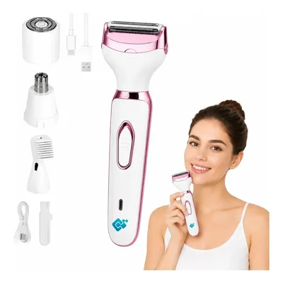 Depilador Elétrico Feminino e Masculino Indolor 4 Em 1 Corporal Recarregável USB Aparador Íntimo Removedor de Pelos Facial Nariz Orelha Sobrancelha Sem Dor Portátil Multifuncional Mix & Cia