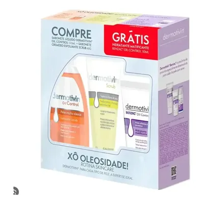 Kit Sabonete + Scrub + Hidra Benzac Dermotivin Oleosa Dia/noite