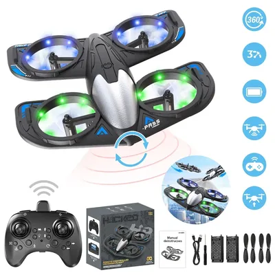 Drone de Brinquedo para Crianças – Voa e Anda no Chão com 2 Baterias e Controle Remoto