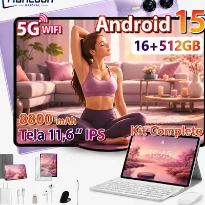 Tablet Android Tab S12 Kit Completo Ram 16 Gb 512 Gb 11,6'' Full Hd Wifi 2.4/4g/5g Dual Sim Bateria 8800mah Com Chip Caneta+teclado E Mouse Para Estudos E Trabalho Roblox Youtube 2 Em 1