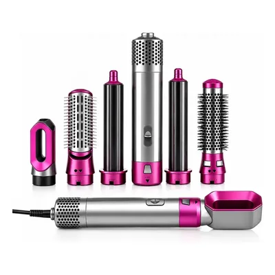 Secador De Cabelo 5 Em 1 Profissional Escova Ar Quente 110v Rosa-chiclete 127v