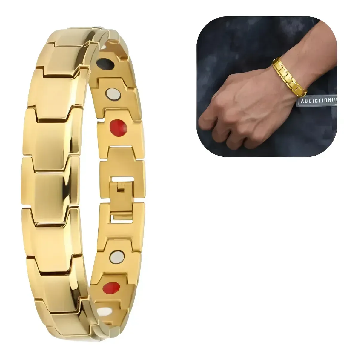 Bracelete Magn Masculino Pulseira Banhada Ouro 18k