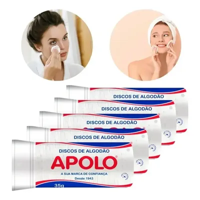 2x Kit 5 Disco De Algodão Apolo Limpeza Facial Make Ziplock