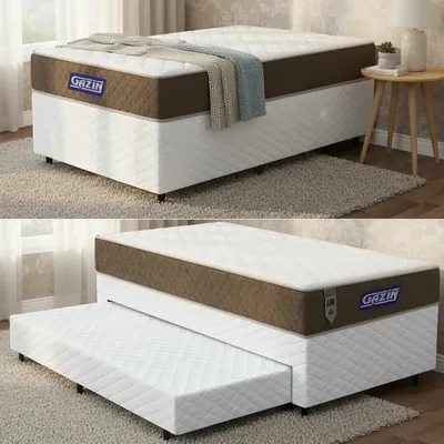 Bicama + Colchão Gazin De Mola Ensacada Air Light + Aux 88cm Branco
