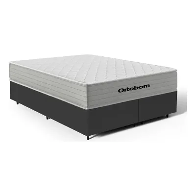 Cama Box Com Colchão De Mola Ensacada Ortobom Plenno Queen Preto