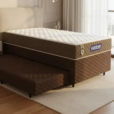 Bicama + Colchão Gazin De Mola Ensacada Air Light + Aux 88cm Marrom