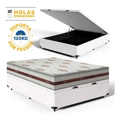 Cama Box Baú Com Colchão De Molas Anjos Classic Viúva Cor Branco