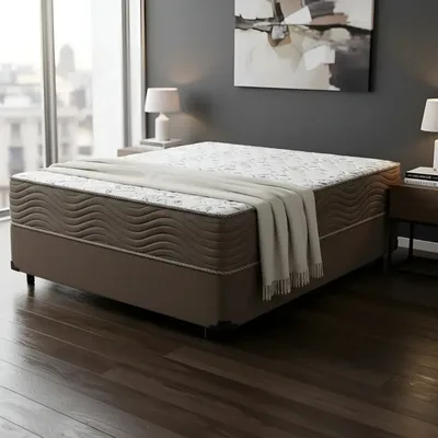 Cama Box Viúva + Colchão D45 - Ortobom Iso 150 - 128cm Cor Marrom