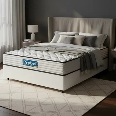 Cama Box + Colchão De Molas Ensacadas Essence Probel Casal Branco