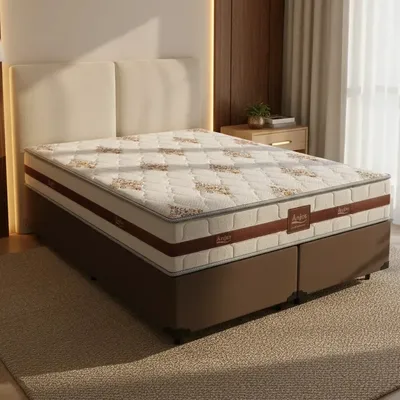 Cama Box Com Colchão Molas Ensacadas Anjos Classic Queen 158 Cor Marrom