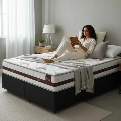 Cama Box Com Colchão Molas Ensacadas Anjos Classic Queen 158 Cor Preto